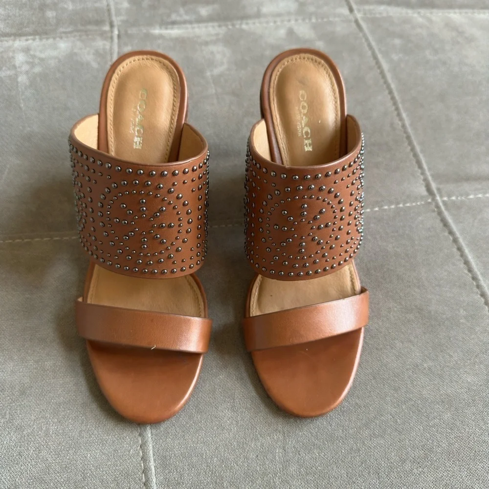 Coach Tan Studded Women's Sandals